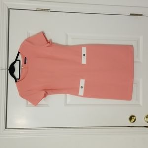 Tommy Hilfiger Rose Orange Short Sleeve Mid-thigh Length Knit Dress, Size 6